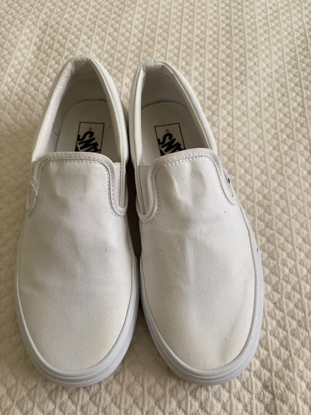 Vans White Slip-On Canvas Sneakers